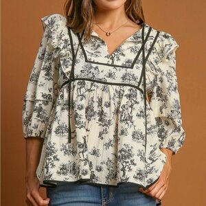 Umgee V-Neck Babydoll Top